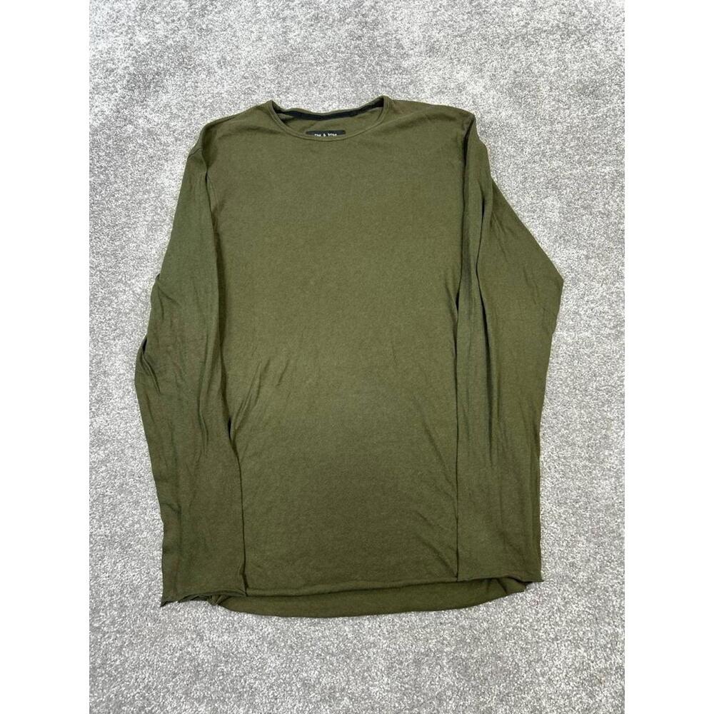 Rag & Bone Shirt Womens Xl Green Cotton Knit Pullover